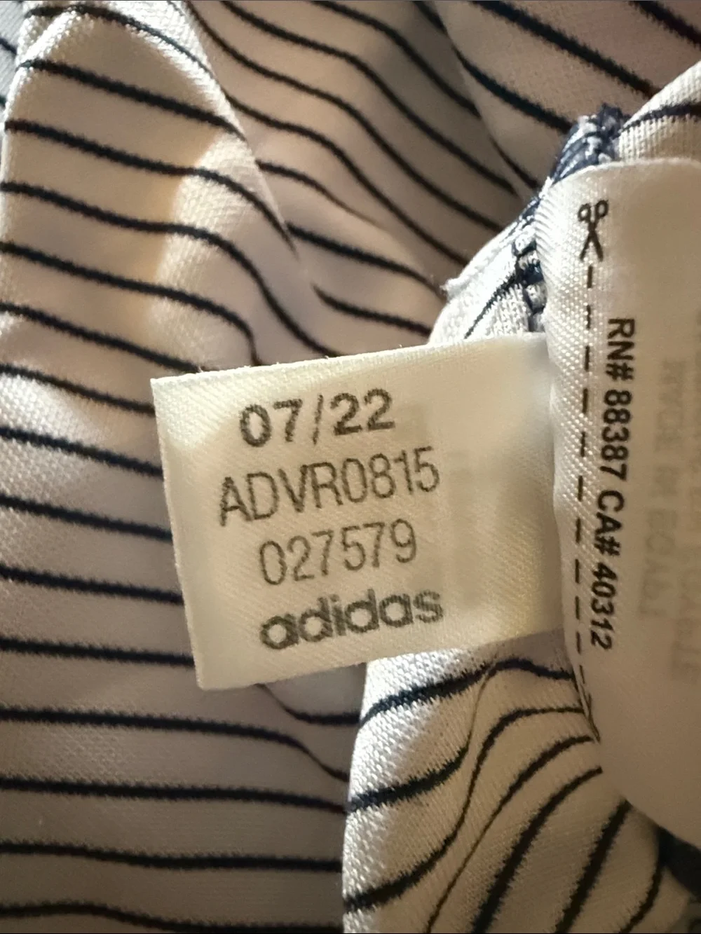 Adidas Men’s White Navy Stripe Polo Shirt Medium